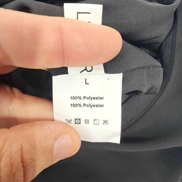 LYANER Size Large Black Women's Halter Neck Sleeveless Chiffon Wide Leg Long Pan - Picture 5 of 7